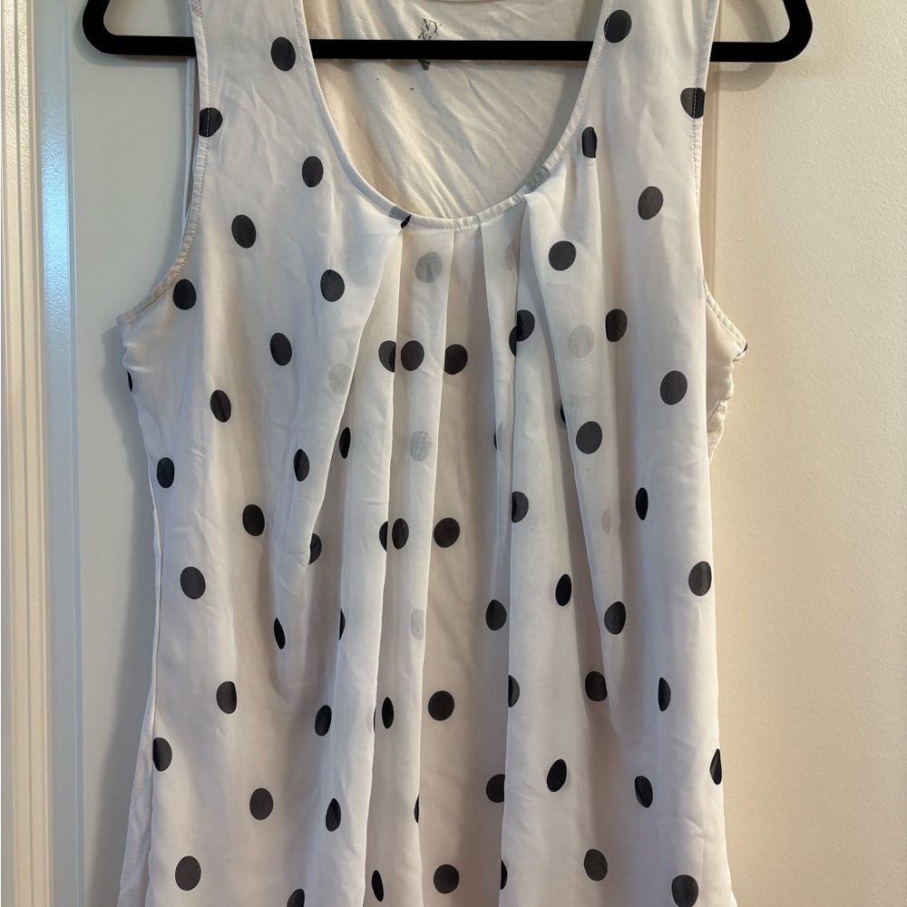 Polka Dot Sleeveless Top - White and Black